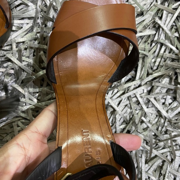 SAINT LAURENT TANGER WOOD & LEATHER SANDAL - Picture 5 of 12